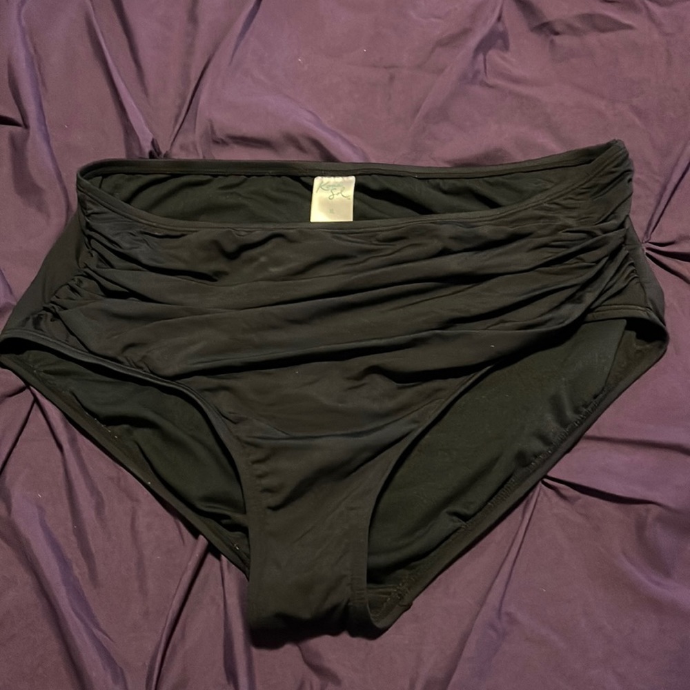 Black Ruched Swim Bottoms